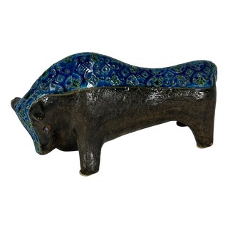 Vintage Ceramic Bull by Aldo Londi, 1970s For Sale