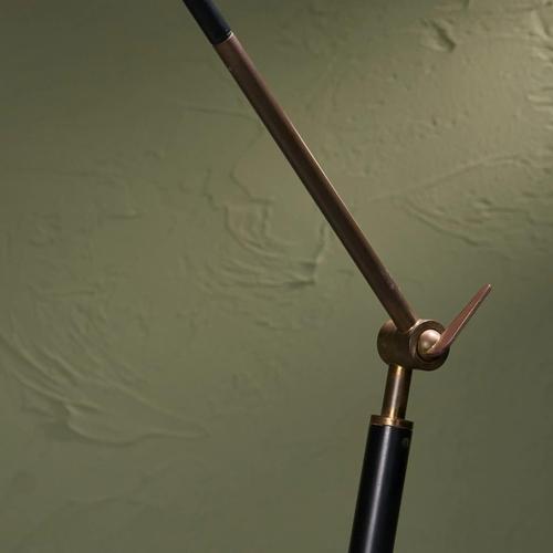 Floor Lamp in Black Lacquer and Marble with Brass Stem from Stilux Milano, Italy, 1960s For Sale - Image 6 of 13