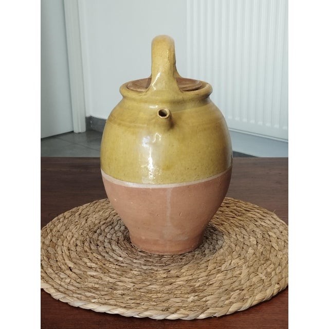 Yellow Antique Glazed Earthenware Jug, 1890s For Sale - Image 8 of 18