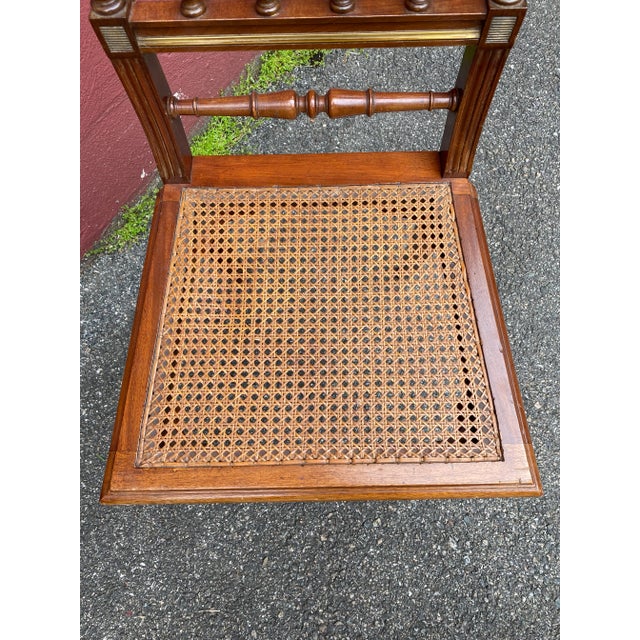 Pair of French Early 20th Century Louis XVI Style Caned Side Chairs With Brass Detail For Sale - Image 9 of 13