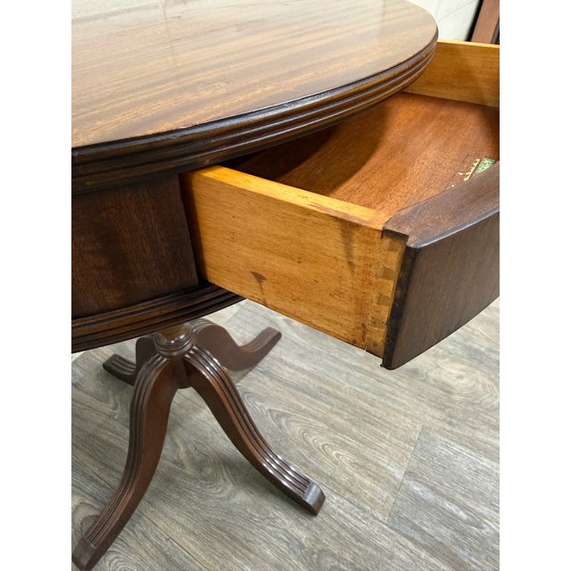 Vintage Imperial Furniture All Mahogany Drum Table End Table Lamp Table For Sale - Image 10 of 13