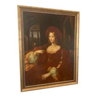 1990s Oil on Canvas,Lady in Red Portrait For Sale