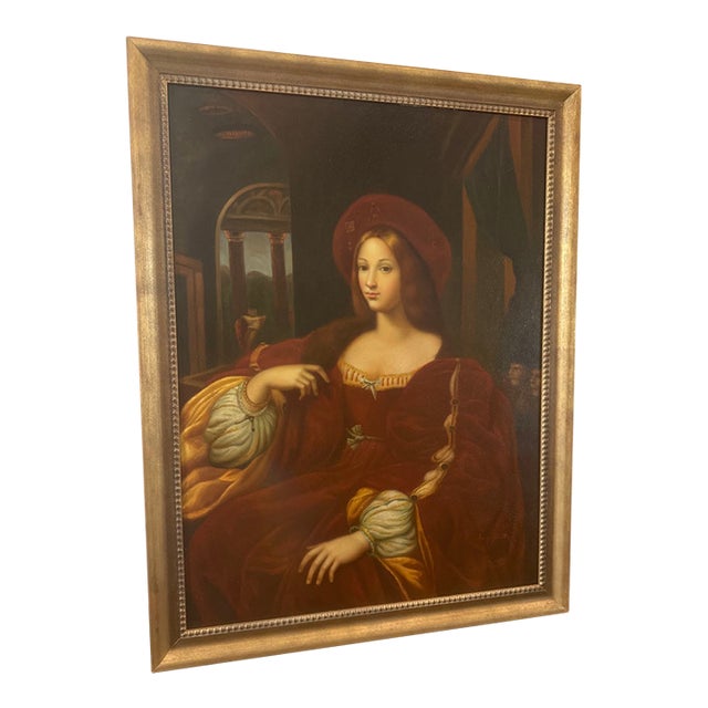 1990s Oil on Canvas,Lady in Red Portrait For Sale