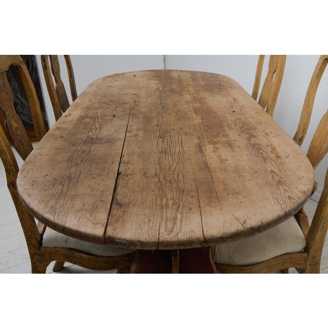 Antique Swedish Folk Art Pine Hand-Crafted Trestle Table For Sale - Image 12 of 18