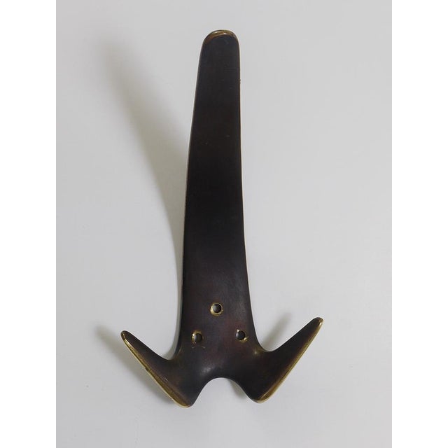 Large Brass Double Wall Coat Hook attributed to Carl Auböck, Austria, 1950s For Sale - Image 11 of 16