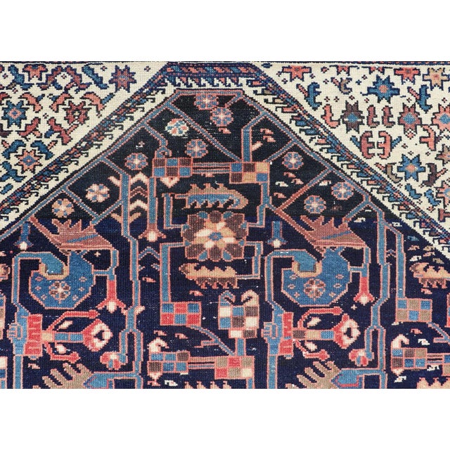 Antique Persian Hamadan Rug With Deep Indigo Field With Tribal Motifs 6'10 X 12'5 For Sale In Atlanta - Image 6 of 14