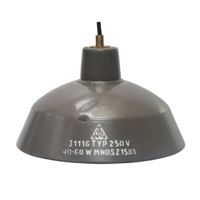 Vintage Industrial Brown Enamel Factory Pendant Lamp For Sale
