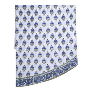 Blossom Blue Round Tablecloth, 90-Inch For Sale