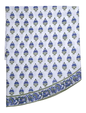 Blossom Blue Round Tablecloth, 90-Inch