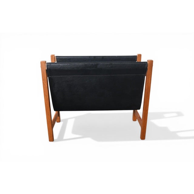 Mid 20th Century Danish Teak + Vinyl Magazine Rack, 1960s For Sale - Image 5 of 5