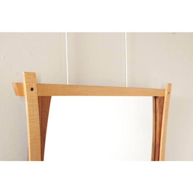 2010s Studio Crafted Maple and Walnut Wall Mirror For Sale - Image 5 of 12