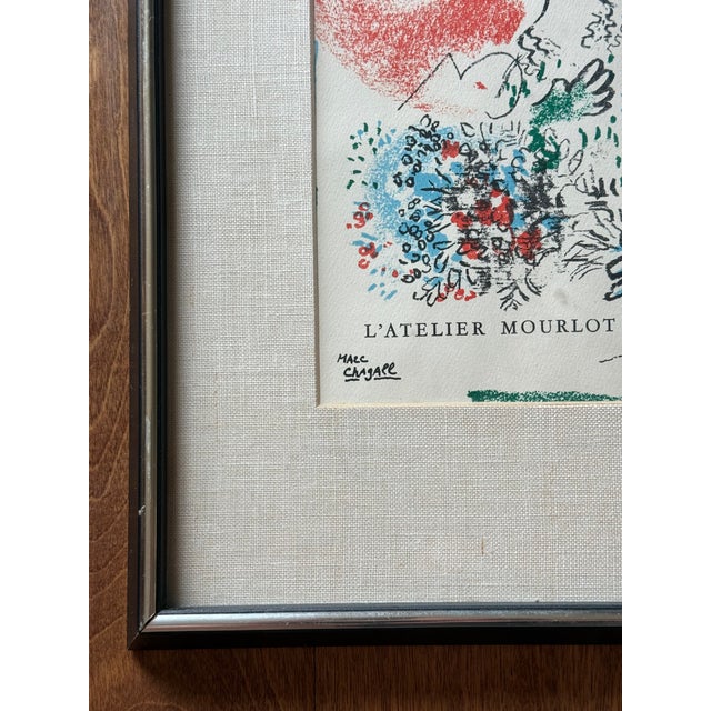 Marc Chagall “L’Atelier Mourlot,” 1965 Original Color Lithograph, Framed For Sale - Image 4 of 8