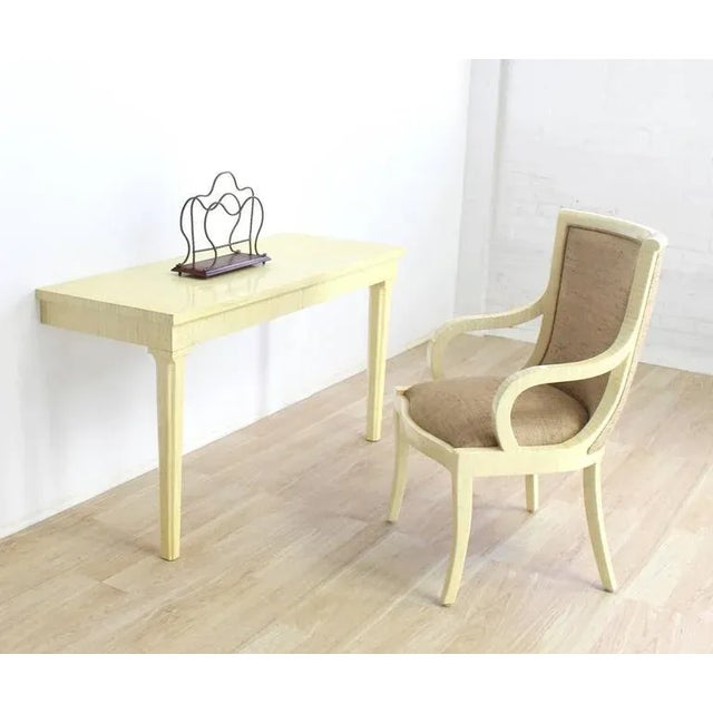 Early 20th Century Early 20th Century Bone Tile Mid-Century Modern Wall Console Table with Chair - Set of 2 For Sale - Image 5 of 11