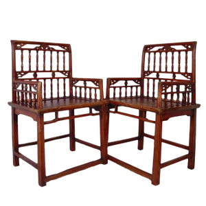 Chinese Antique Southern Official's Hat Armchairs (Set) 4d25