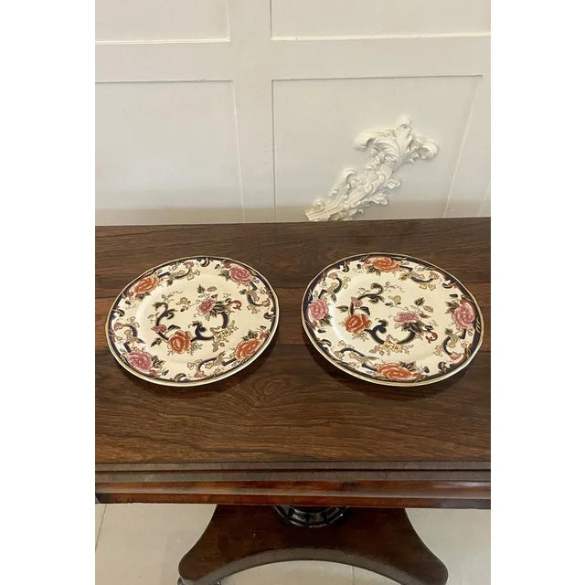 Hand Painted Masons Ironstone Plates, 1920s, Set of 2 For Sale - Image 12 of 12
