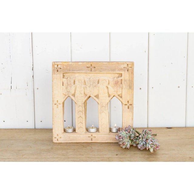 Stone Vintage Carved Sandstone Niche For Sale - Image 7 of 8