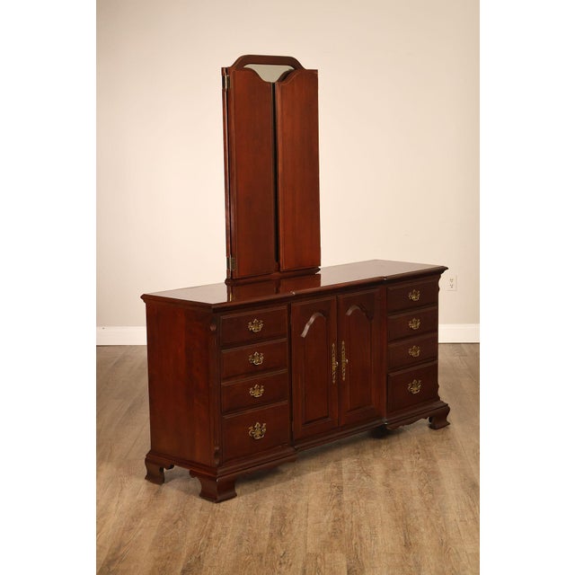 Chippendale Pennsylvania House Chippendale Style Cherry Long Dresser with Mirror For Sale - Image 3 of 18