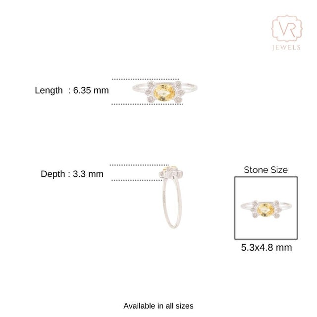 14k Gold Natural Oval Yellow Sapphire Diamond Floral Motif Cluster Ring Size 7 For Sale - Image 11 of 15