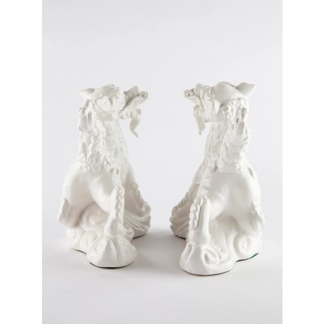 1980s White Ceramic Chinese Qilin, Pair For Sale - Image 5 of 10