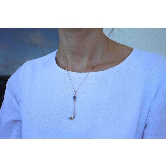 Diamond Black Grey Mother of Pearl Golf Club Birdie Jewelry 18 Karat Rose Gold For Sale - Image 9 of 10