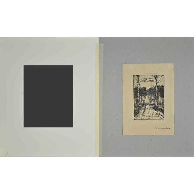 Ex Libris For Giorgio balbi, realized by Carlo Casanova in 1943. It includes passepartout, 30 x 24 cm. Hand signed and...