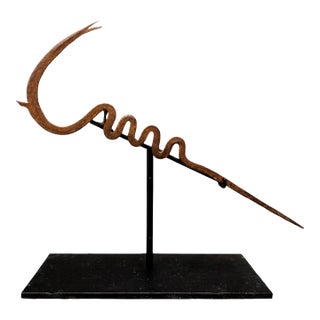 Kirdi Forged Iron Currency – Sculptural Tribal Currency Blade, West & Central Cameroon, 19th Century (Mounted) For Sale