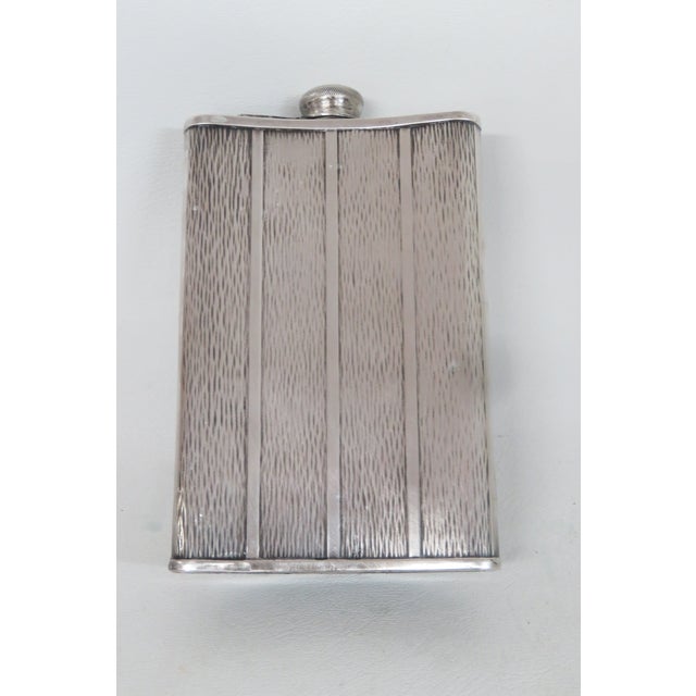 Evans Evans Early 1900s Monogrammed Whiskey Hip Flask Evans Nickel Silver 4714b For Sale - Image 4 of 15