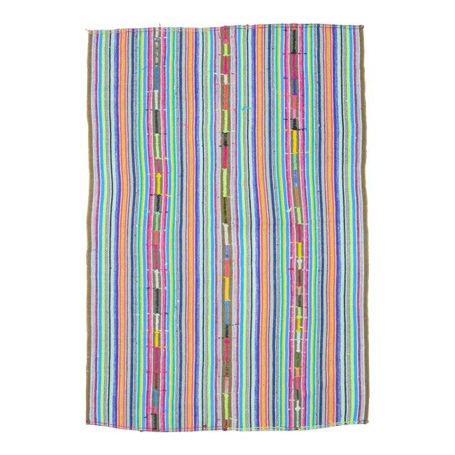 1970s Vintage Turkish Oushak Handmade Wool Cotton Green Area Rug For Sale