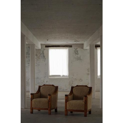 Art Deco Danish Armchairs in Oak and Shearling Lambswool, 1930s, Set of 2 For Sale - Image 13 of 18