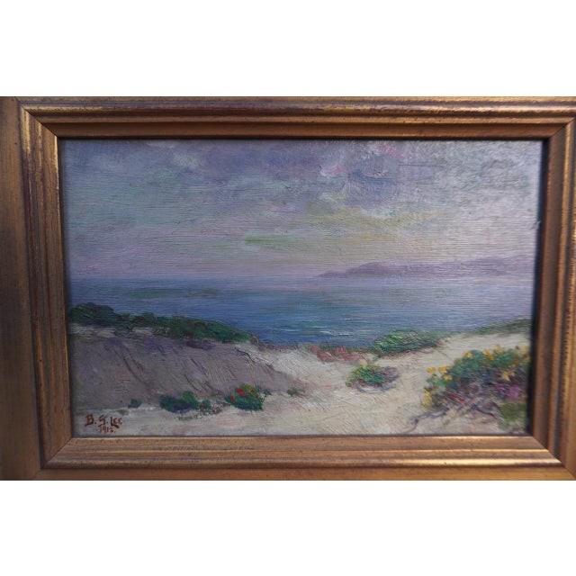 Delicate image of a tranquil patch of beach by artist Bertha Stringer Lee. Art measures 5.25" x 8.25", with frame 9" x...