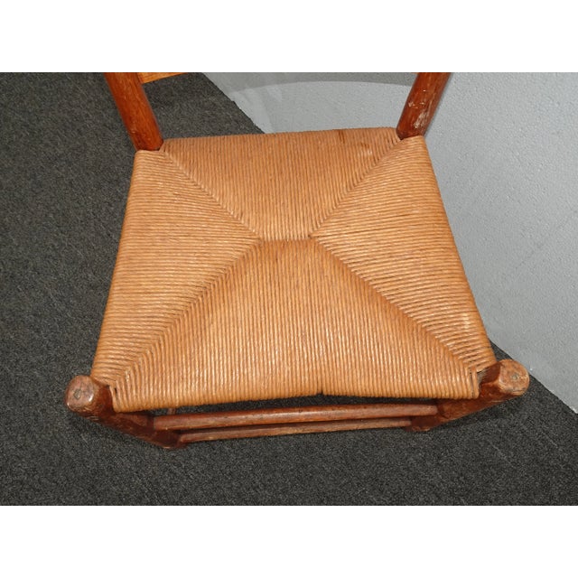 Antique Rush Ladderback Chair French Farmhouse Chic For Sale - Image 11 of 12