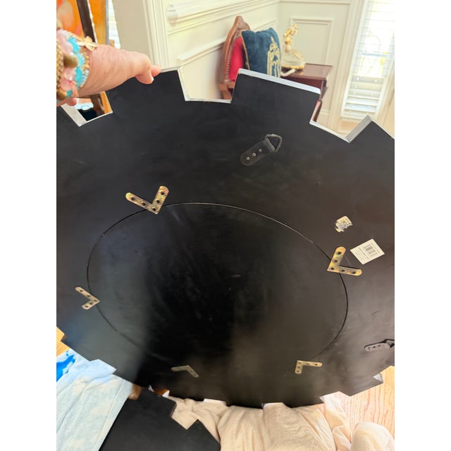 Hollywood Regency Pair of Large Sunburst Mirrors For Sale - Image 3 of 4