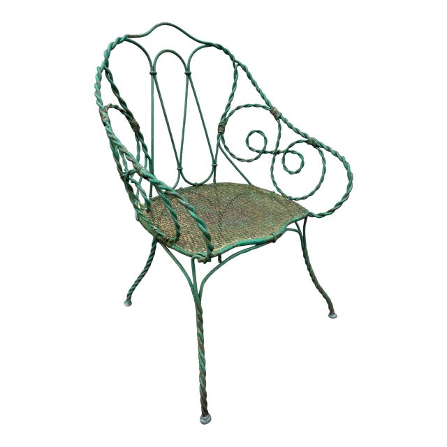 Set of Twisted Iron Garden Chair and Table, 1900s For Sale - Image 4 of 18