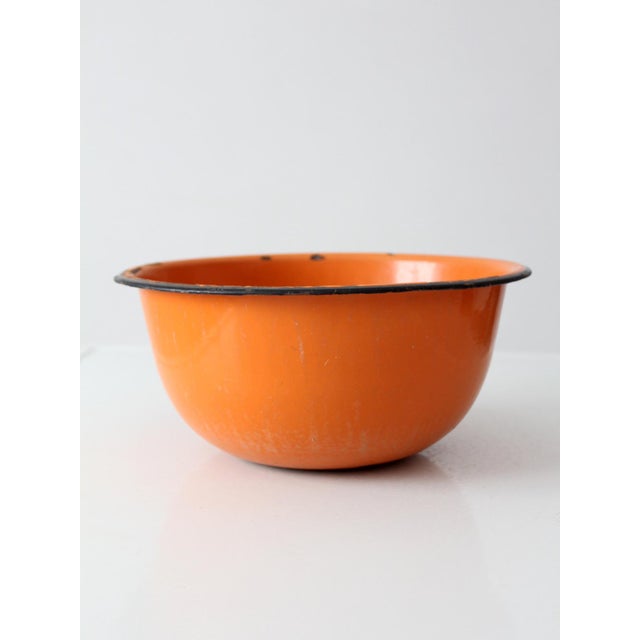 Mid 20th Century Orange Enamelware Bowl For Sale - Image 12 of 13