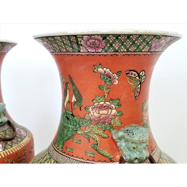 Extra Large Chinese Porcelain Vases a Pair Asian Oriental
