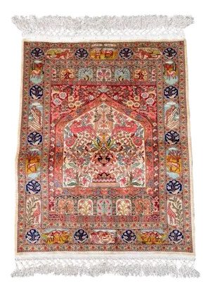 Vintage Hereke Silk Rug, Turkey, 1970s