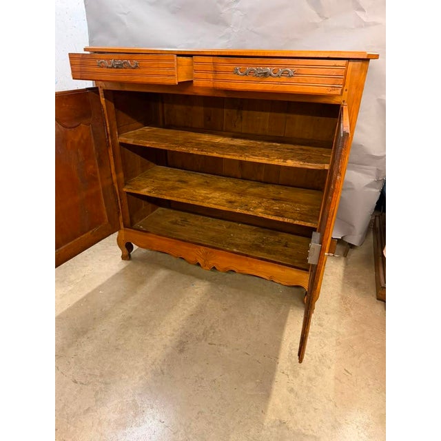 18th Century French Country Louis XV Cherry Haut Buffet Cabinet, Circa 1790 For Sale - Image 13 of 18