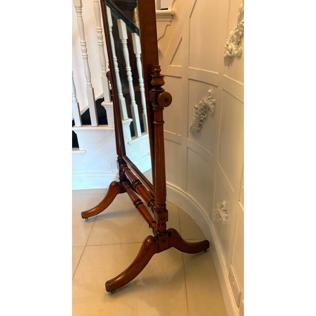 Antique Victorian Mahogany Freestanding Cheval Dressing Mirror, 1860 For Sale - Image 9 of 12