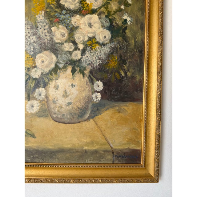 1980s Vintage Impressionist Floral Still Life Oil on Board Painting, Signed, Framed For Sale - Image 9 of 12