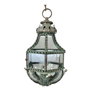 Italian Metal & Glass Light Pendant For Sale