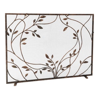 Tobacco Swirling Jasmine Vines Fireplace Screen For Sale