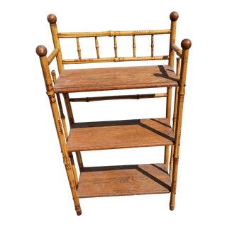 Antique Oak and Burnt Bamboo 3 Bookcase For Sale