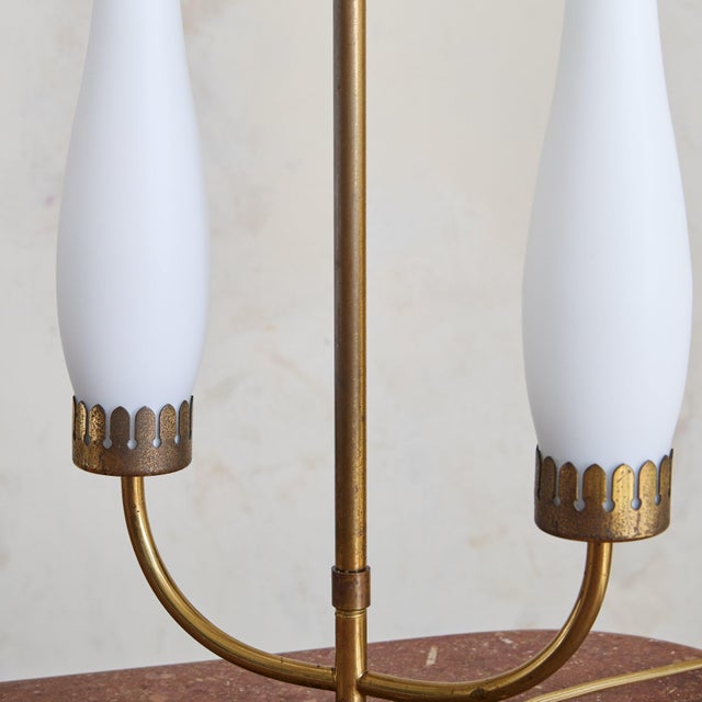 1950s Italian Brass Table Lamp with Frosted Glass Shades, 1950s For Sale - Image 5 of 9
