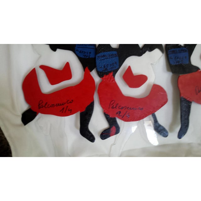 Red 1995 Marco Lodola Stage Dancers Four Enamel Paintings on Perspex - Set of 4 Made in Italy For Sale - Image 8 of 12