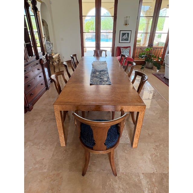 Mid-Century Modern 1970s John Widdicomb Mid-Century Modern Burl Wood Extension Dining Table. Refinished. For Sale - Image 3 of 11