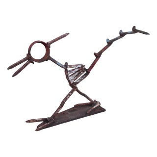 Industrial Metal Road Runner Sculpture Garden Statue For Sale