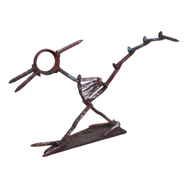 Industrial Metal Road Runner Sculpture Garden Statue For Sale