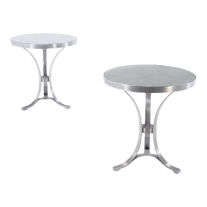 Pair Steel and Lacquered Wood Round Jansen Tables C 1970.