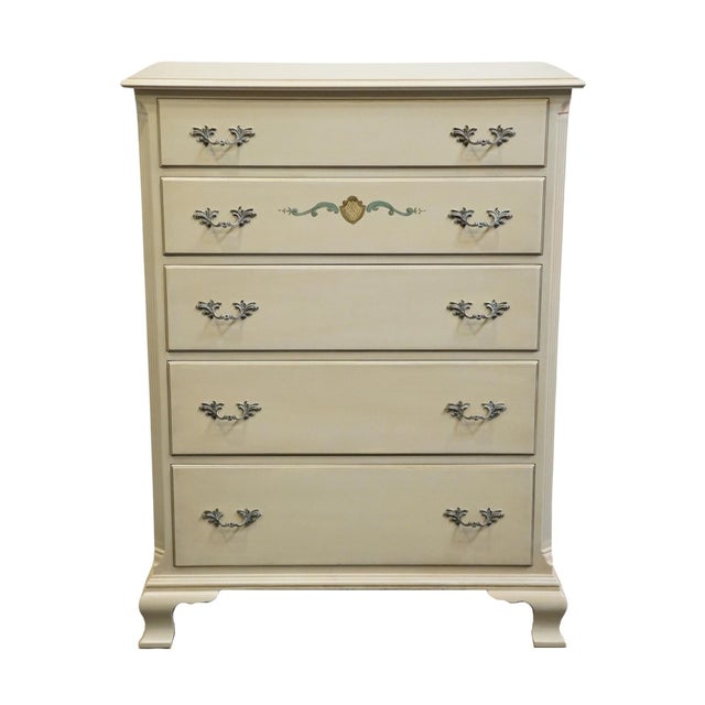 French Provincial Kindel Furniture Off White Painted Country French Provincial 37" Chest of Drawers For Sale - Image 3 of 12