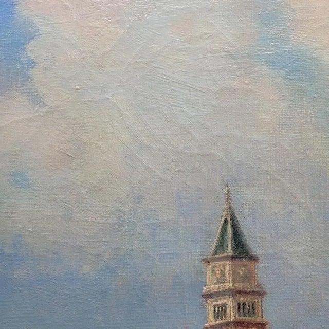 Blue Framed Italian Street Canal Scene Oil Painting by Nicholas Briganti For Sale - Image 8 of 11